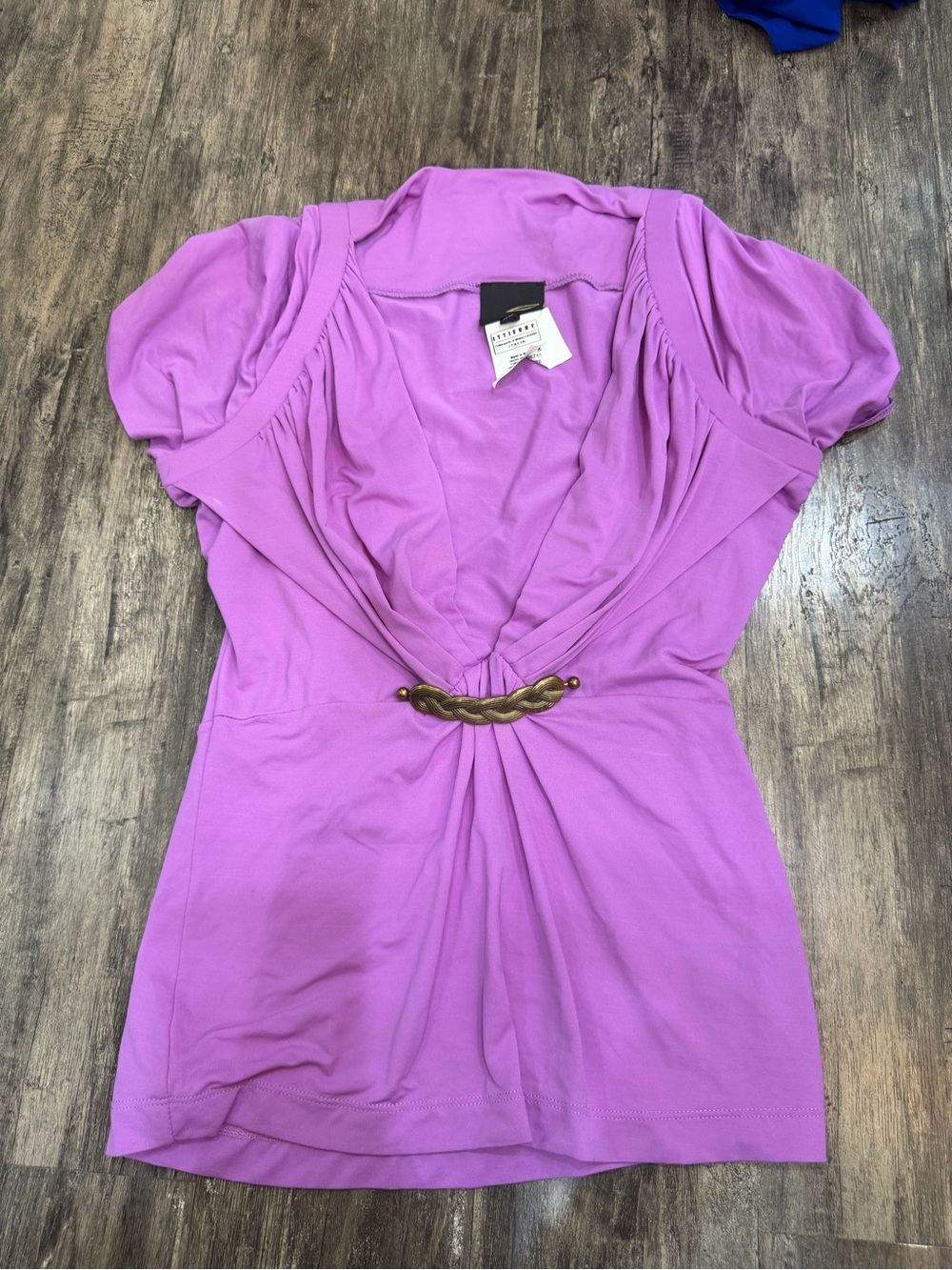 Women's Lavender Twist-Front Tunic with Decorative Accent